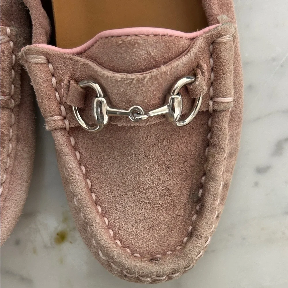 GUCCI Baby Pink Suede Kids Loafers Sz 25